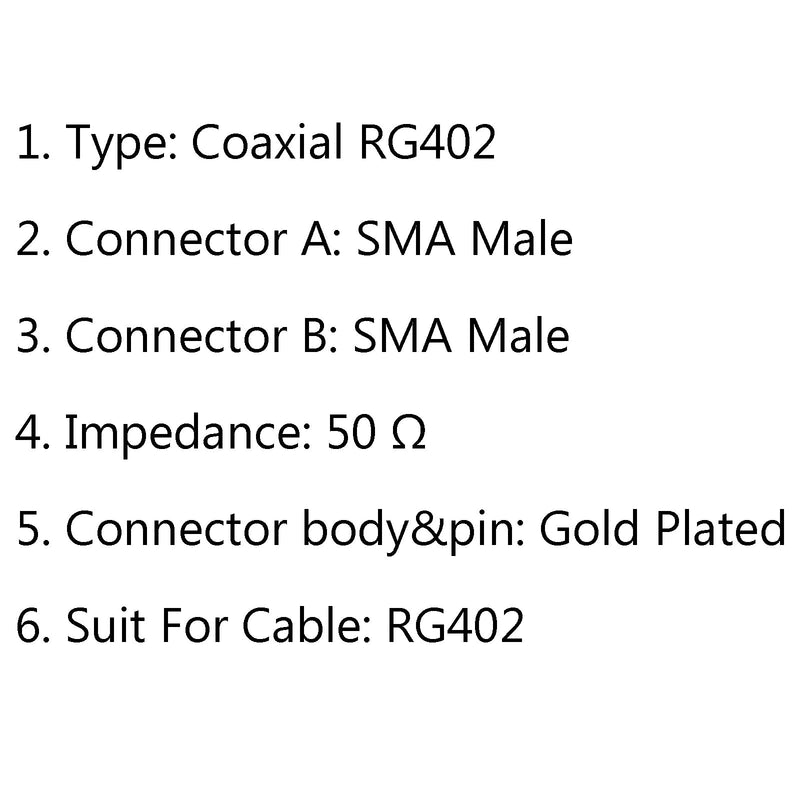 10 Stück SMA-Stecker auf SMA-Stecker RF-Verlängerung Koax-Pigtail-halbstarres Kabel RG402 30 cm