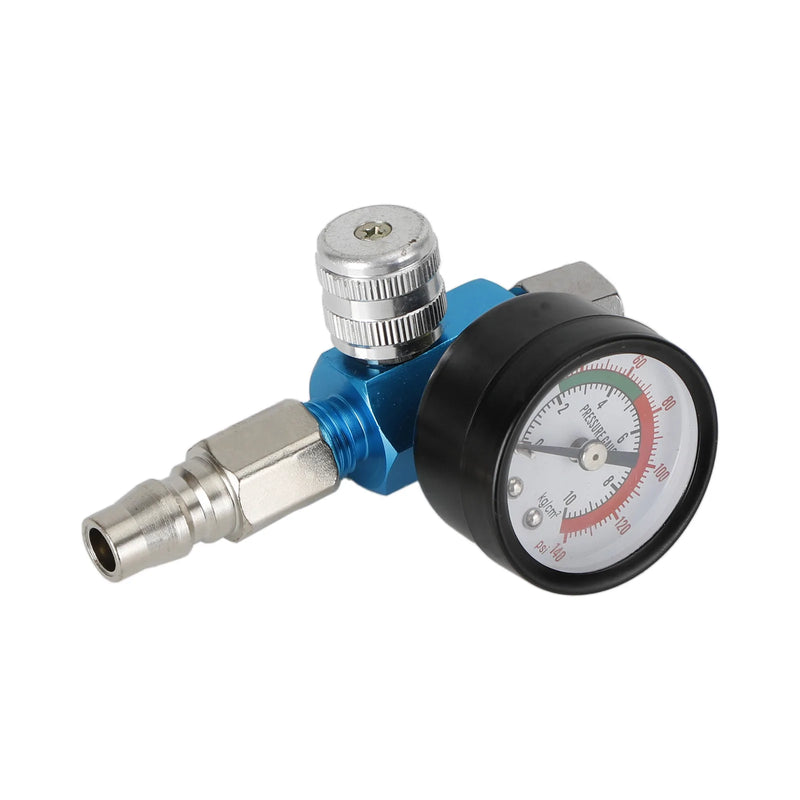 Blaues Mini-Luftregelventil-Werkzeug 1/4" Druckschalter Manometer für Lackierpistole