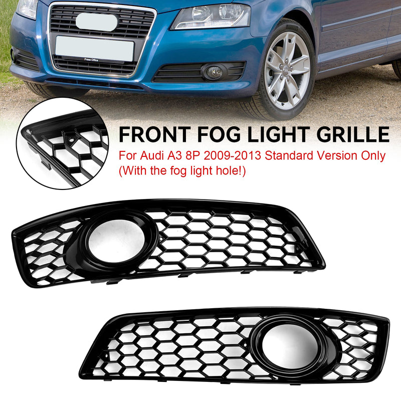 Audi A3 8P 2009-2013 Honeycomb Bumper Front Tåkelys Grill Grille Cover.