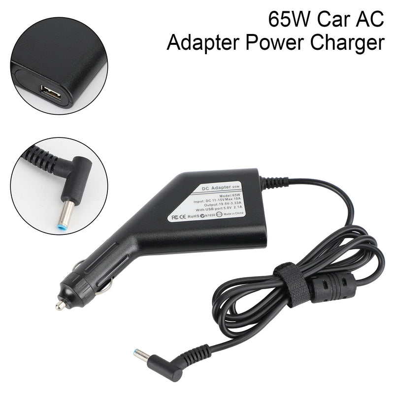 Carregador adaptador de energia para carro 65 W para notebook Dell 4,5 x 3,0 mm 19,5 V 3,33 A