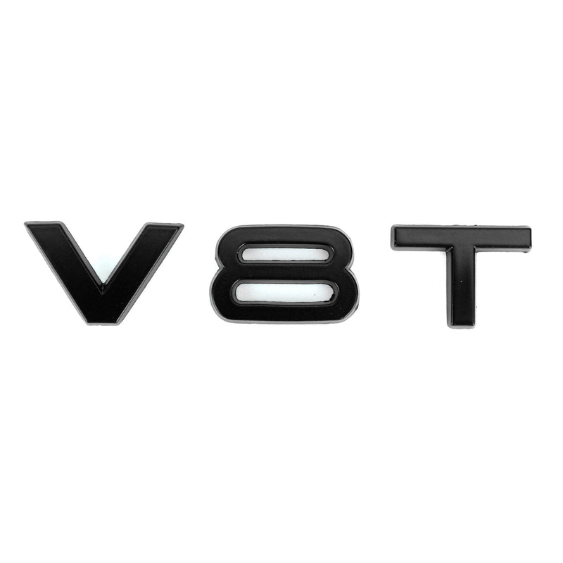 V8T Emblem Badge för Audi A1 A3 A4 A5 A6 A7 Q3 Q5 Q7 S6 S7 S8 S4 SQ5 Svart