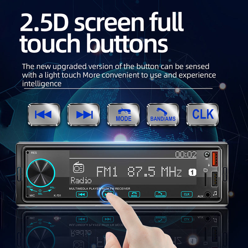 Reproductor MP3 para coche FM con radio estéreo Bluetooth 1DIN con pantalla táctil 2.5D con DAB