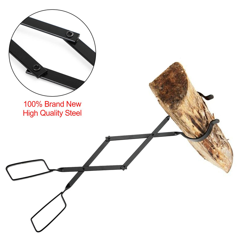 2 PCS ferramenta de fogão lareira conjunto de ferramentas de fogo conjunto de pinças de fogo gancho preto