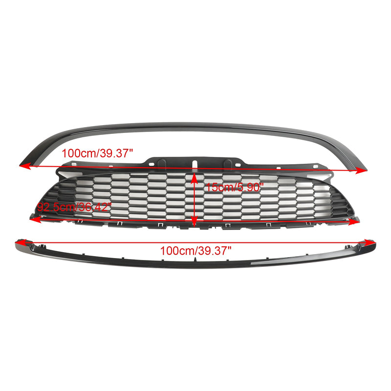 MINI R55 Cooper S & JCW 5-dørs stasjonsvogn 2008-2014 Pakke med 3 Glanssvart frontgitter