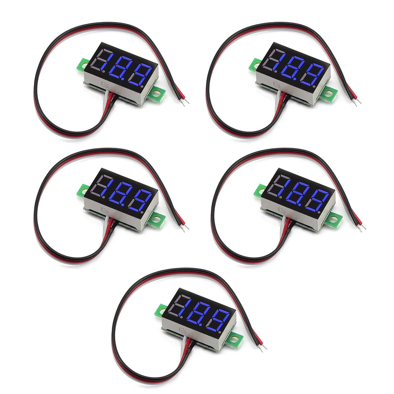 5x Mini DC 0-30V blå LED 3-digital display spänning voltmeter panel kalibrerbar