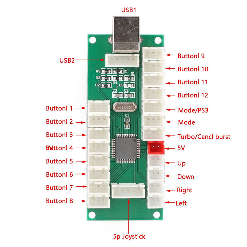 1 Spieler LED Arcade DIY Part Kit USB Encoder zu PC Videospiele Gamepads Joystick