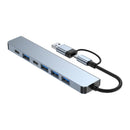 USB + Typ C Duální rozhraní 7 v 1 USB C Hub Adaptér Dock USB3.0+USB 2.0*2+SD+TF