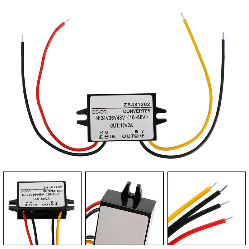 Vanntett DC-DC omformer 24V 36V 48V trinn ned til 12V strømforsyningsmodul