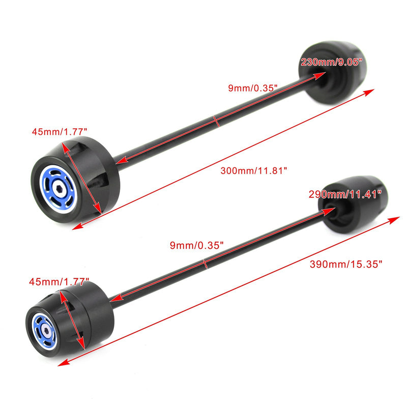 EIXO DIANTEIRO + TRASEIRO Garfo Wheel Sliders Azul Adequado para Ducati Scrambler 400 800 1100 Genérico