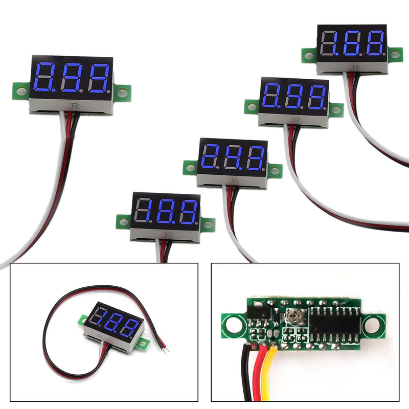 5x Mini DC 0-30V blaue LED 3-Digitalanzeige Spannung Voltmeter Panel kalibrierbar