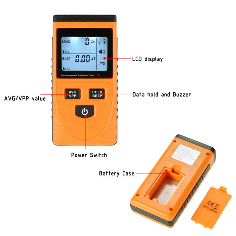 Detector de radiación de campo electromagnético LCD Digital medidor EMF dosímetro probador