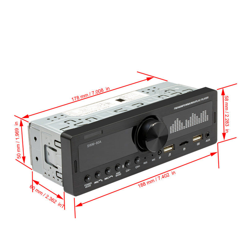 Rádio automotivo 1 DIN com controle remoto Bluetooth compatível com posicionamento MP3 Player FM