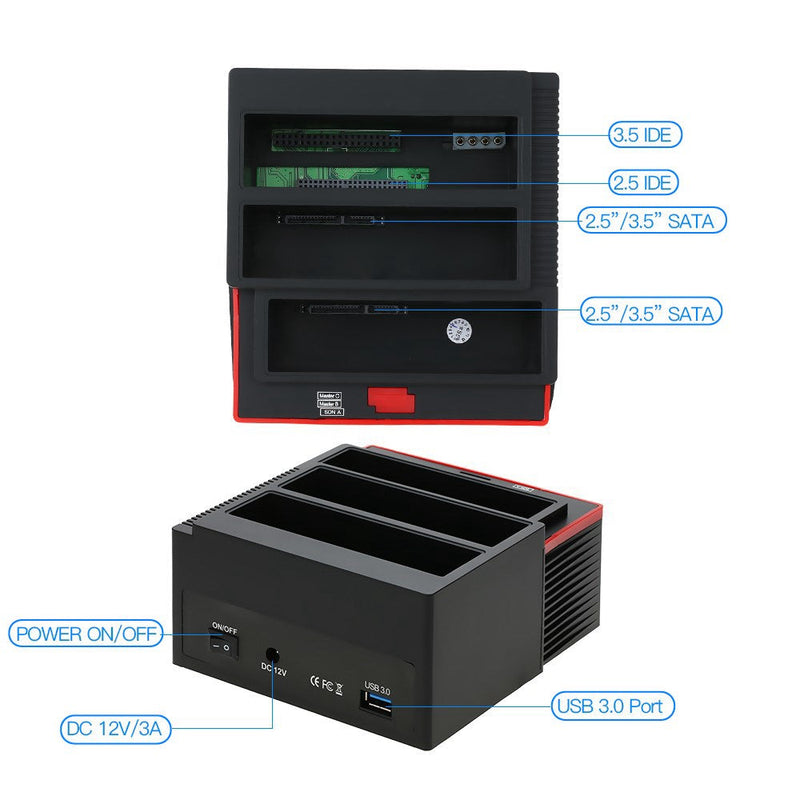 Multifunktions 2.5 3.5" HDD Dockningsstation UKB 3.0 Clone Hard Drive EU