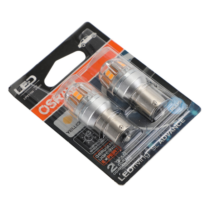 2x para bombillas auxiliares de coche OSRAM 9456Y LED PY21W 12V2.5W BAU15S
