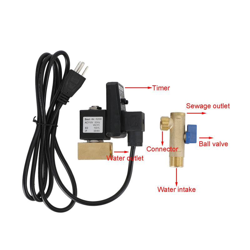 Ac110V 1/2" automaattinen elektroninen ajastettu ilmasäiliön veden kosteudenpoistoventtiili