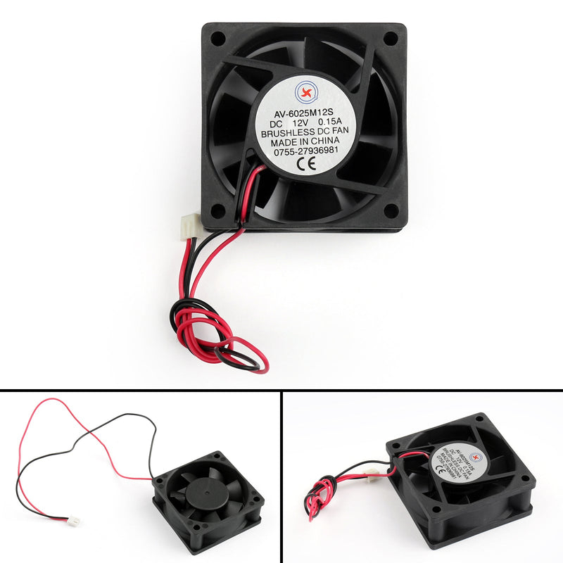 1st DC borstlös fläkt 12V 0.15A 6025s 60x60x25mm 2-stifts CUP Datorfläkt