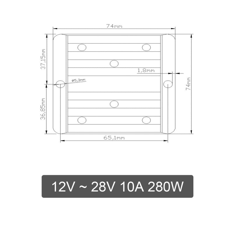 Areyourshop DC-Konverter-Regler 12 V bis 28 V 280 W Netzteil Step-up-Modul wasserdicht