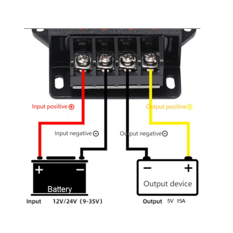 DC 12V/24V steg till DC 5V 15A 75W spänningsregulator reducereffektomvandlare