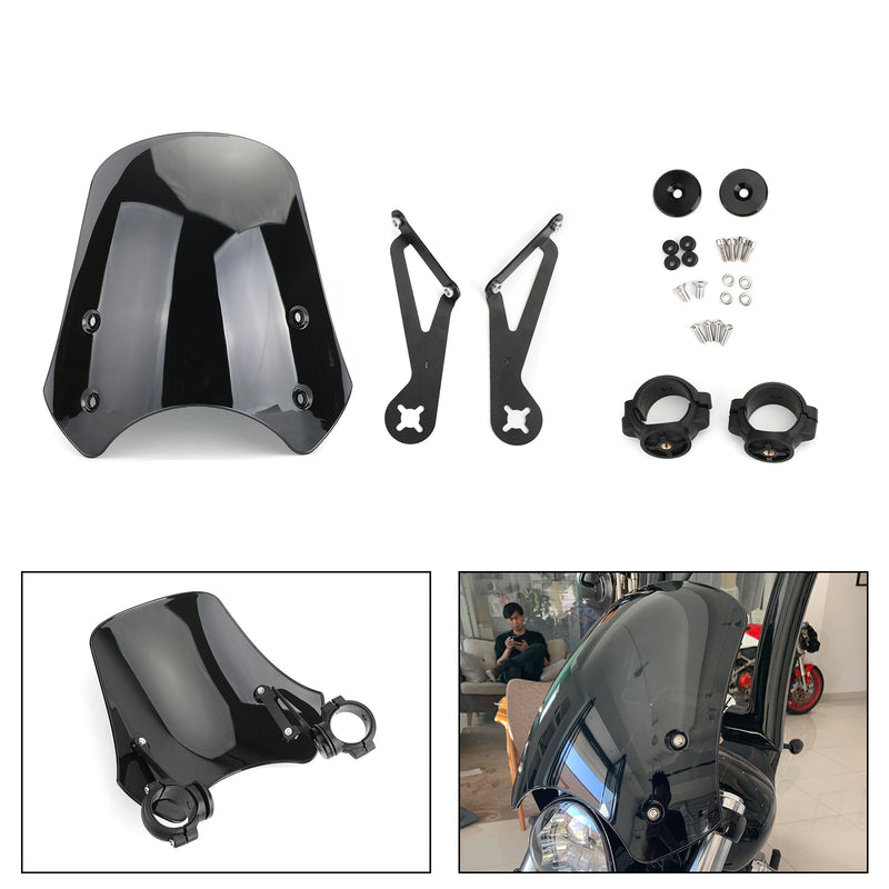 Parabrisas de motocicleta de plástico ABS para modelos Harley Dyna Softail genéricos
