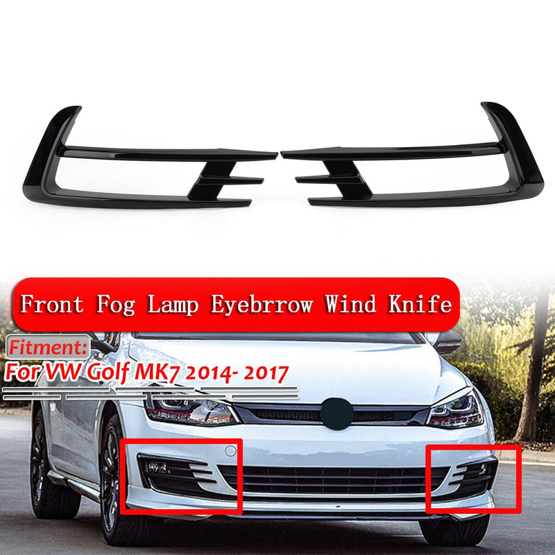 2 peças de abajur de farol de neblina preto para sobrancelha para VW Golf 7 MK7 2014-2017