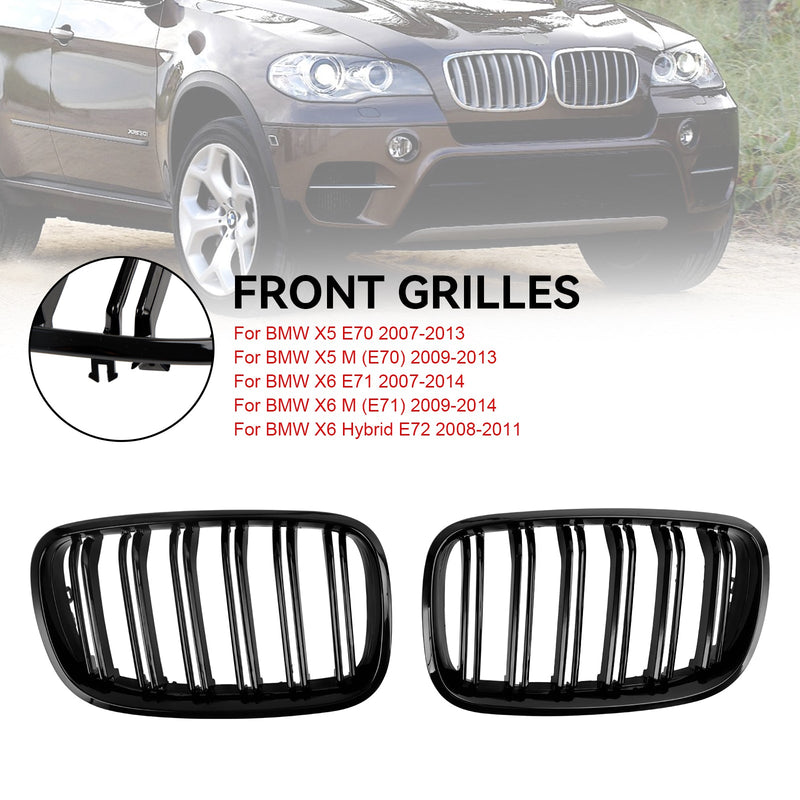 BMW X6 M (E71) 2009-2014 Zderzak przedni Grill nerkowy Grill czarny błyszczący