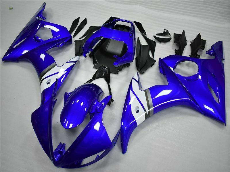 Verkleidungs-Einspritz-Kunststoff-Set, passend für Yamaha 2003 2004 YZF R6, Blau, Weiß, generisch