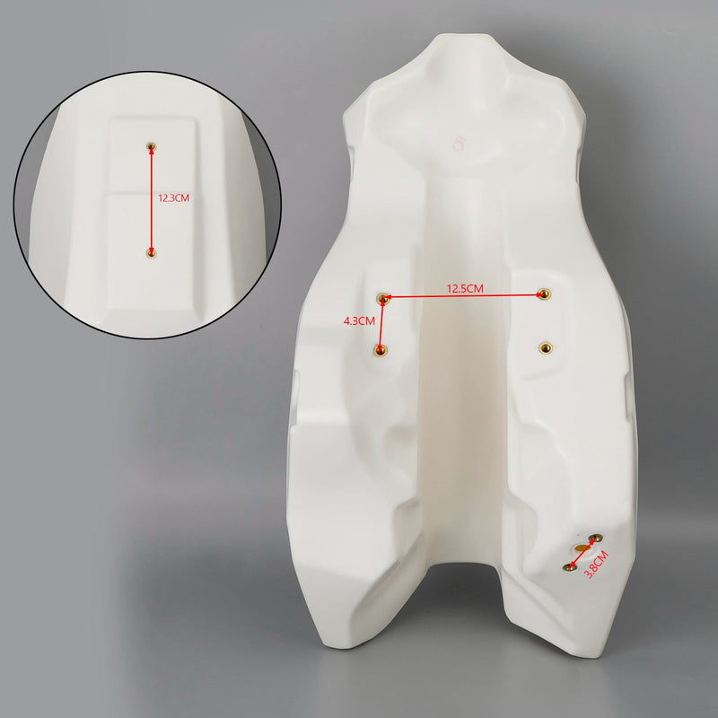 1988-1989 Honda CR250R 2-suwowy zbiornik paliwa o pojemności 3,6 galona, ​​biały