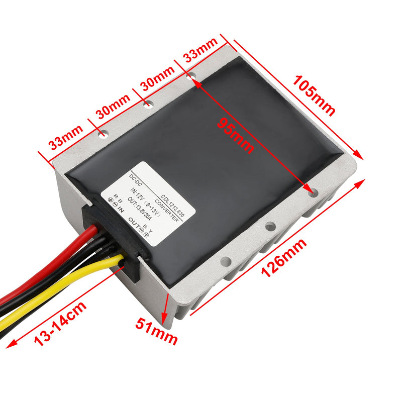 DC-DC 12V-13,8V 30A 414W Step Up Power Supply Convertter Regulator Vedenpitävä