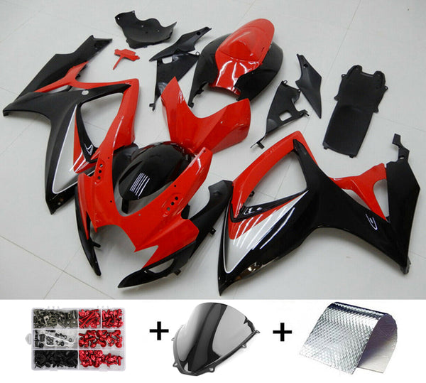 Fairing Suzuki GSXR600/750 2006-2007 Injection Plastic Kit Rød Svart Generisk