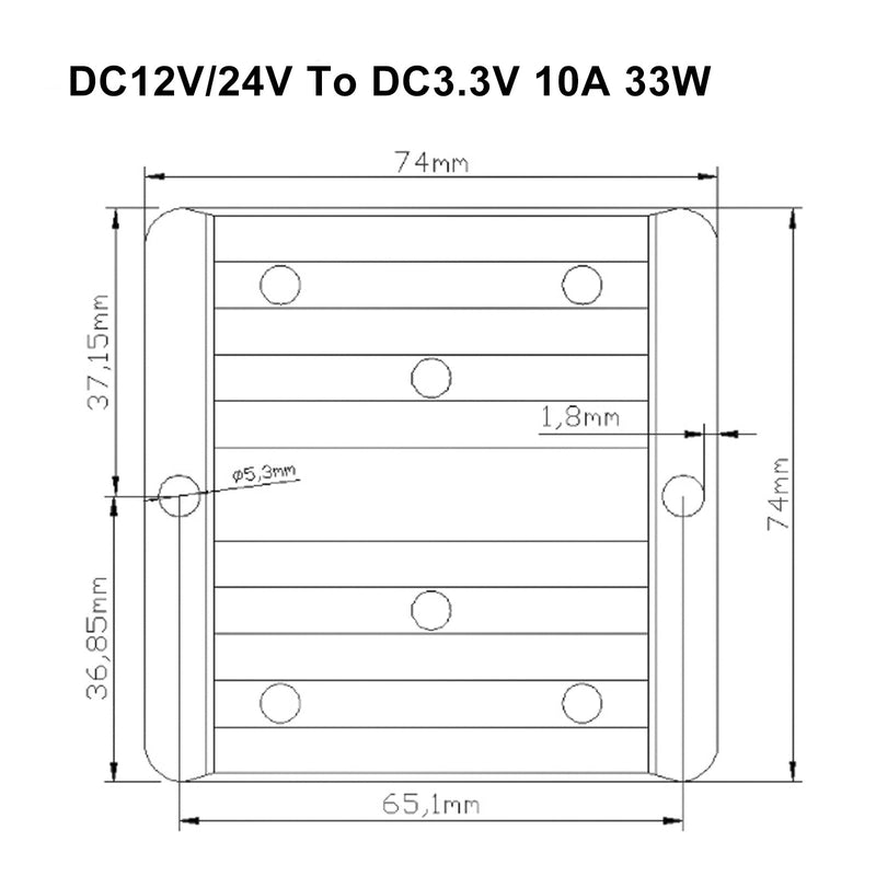 DC/DC Buck Converter 12V/24V til 3,3V 10A Regulator Power Module