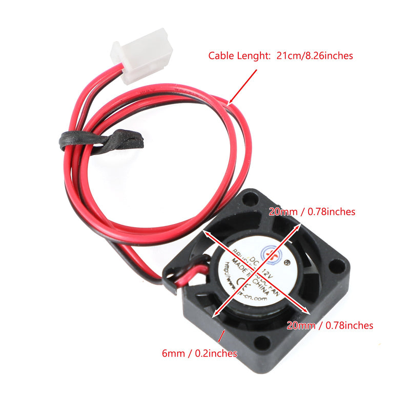 2-pinowy bezszczotkowy wentylator chłodzący DC 12 V 0,06 A 2006 20x20x6 mm