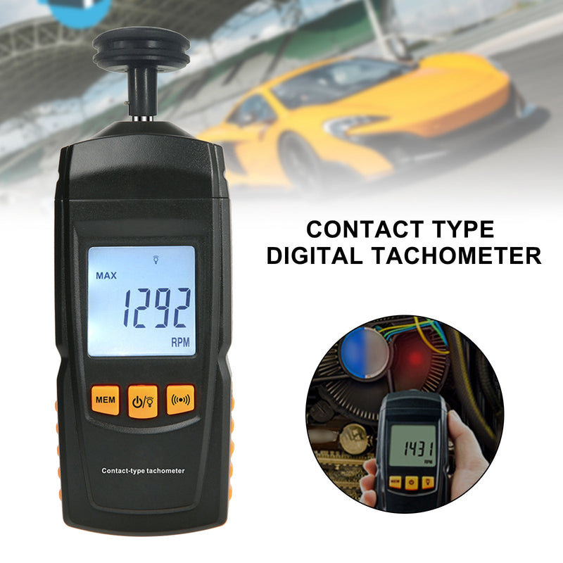 GM8906 Tacómetro de motor de contacto digital portátil LCD Tacómetro Tach RPM Tester