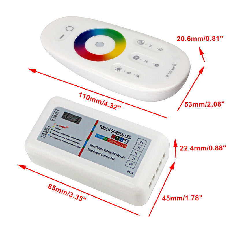 Controlador remoto de controle RF 2.4G Touch para DC 12-24V RGBW LED Strip Light