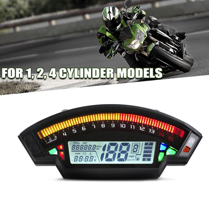 Universal-Motorrad-Schwarz-TFT-Digital-Tachometer 14000 U / min Hintergrundbeleuchtung Kilometerzähler Generic