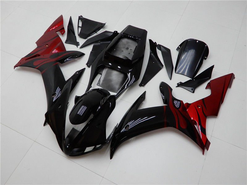 Juego de carenado de moldeo por inyección ABS compatible con Yamaha YZF R1 2002 2003 negro rojo genérico