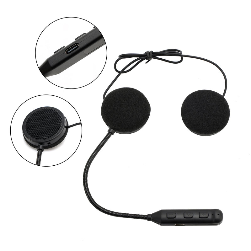 Universal Speaker Player Hjälm Bluetooth-hörlurar Headset Svart För Motorcykel