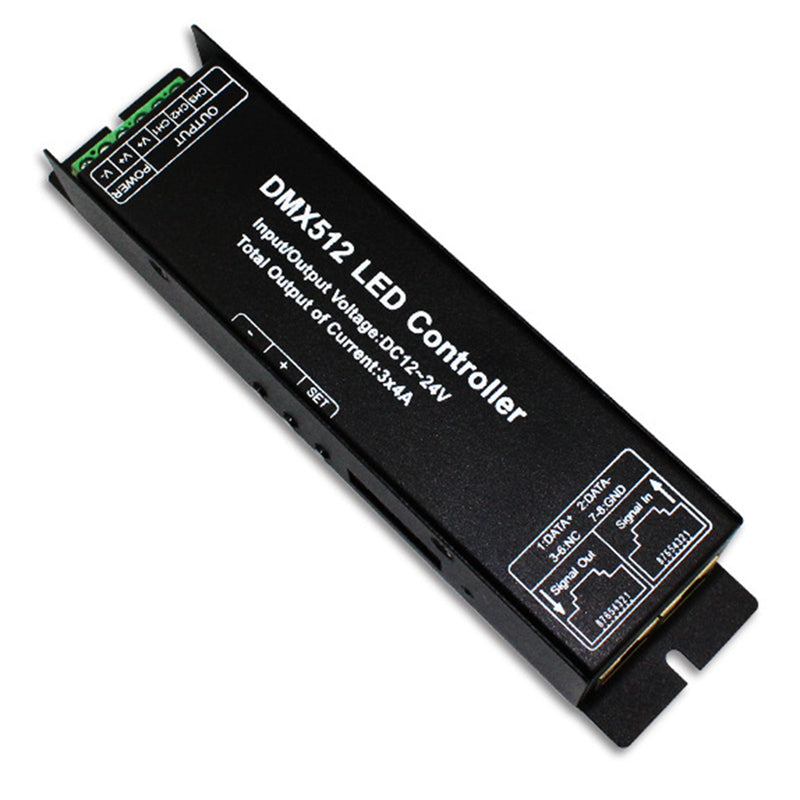 Controlador decodificador LED RGB DMX512 DC12-24V 3x4A 12A 3 canales regulador PWM Digital
