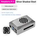 Caja protectora Silver Shadow Shell Raspberry pi5, material ABS, control de velocidad, ventilador