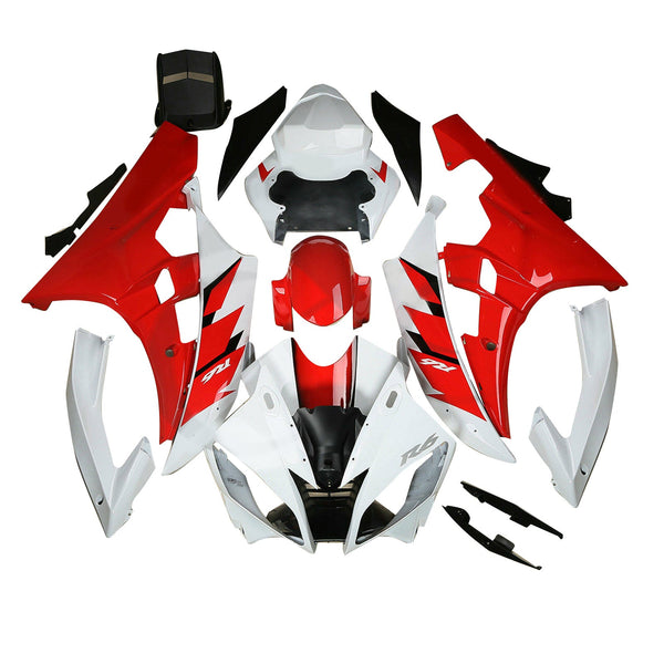 Kit de carenagem YAMAHA YZF R6 YZF-R6 2006-2007 vermelho branco genérico