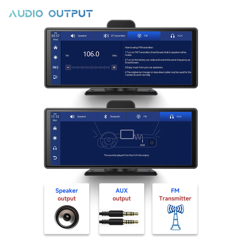 Monitor DVR de tela inteligente em formato NTSC de 10,26 polegadas para RV, caminhão, ônibus + câmera de backup