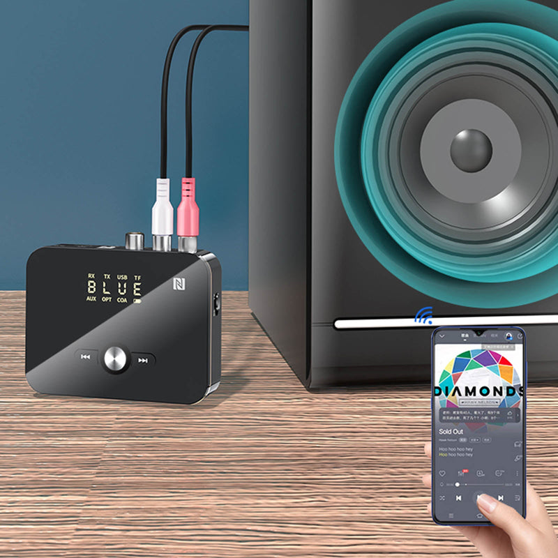 USB Bluetooth 2 i 1 sändare mottagare Trådlös NFC till 2RCA stereoadapter