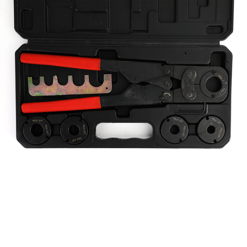 3/8" 1/2" 5/8" 3/4" 1" 5in1 Pex Crimper Kit Kobberring Crimping Rørleggerverktøy