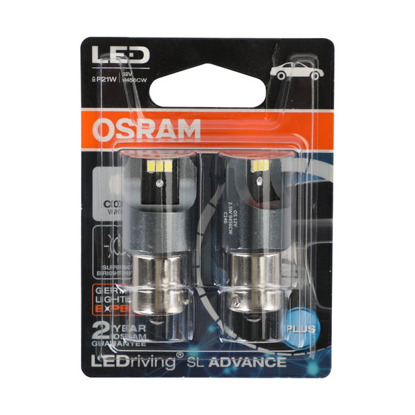 2x Para OSRAM 9456CW bombillas adicionales para coche LED P21W 12V2.5W BA15s Genérico