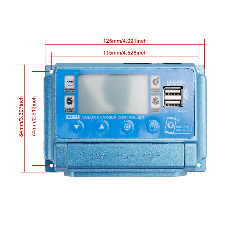 30A-60A MPPT Bluetooth APP Solarladeregler Ladegerät Passend für 12V-60V Batterie