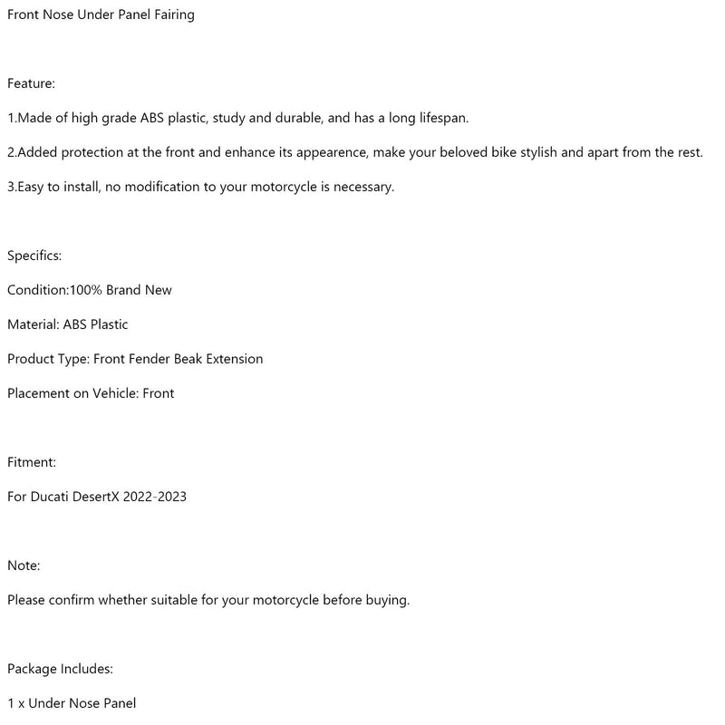 2022-2023 Ducati Desert X Frontfender Schnabel Lippe Nase Kegel Abdeckung Spoiler