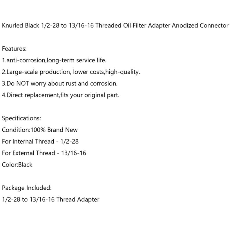 Adapter gwintu samochodowego 1/2-28 do 13/16-16 - czarny 1/2 x 28 do 13/16 x 16 Ogólny