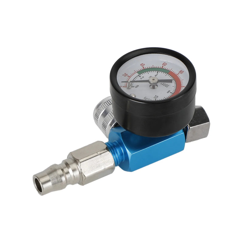 Blaues Mini-Luftregelventil-Werkzeug 1/4" Druckschalter Manometer für Lackierpistole