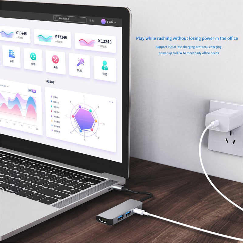 Stacja dokująca z adapterem HUB 4 w 1 na HD USB C USB 3.0 PD Type-C dla komputerów Mac z systemem Windows