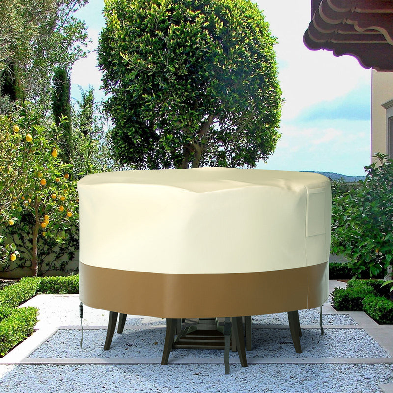 420D Runde wasserdichte Terrassenmöbelabdeckung für Tische und Stühle im Freien