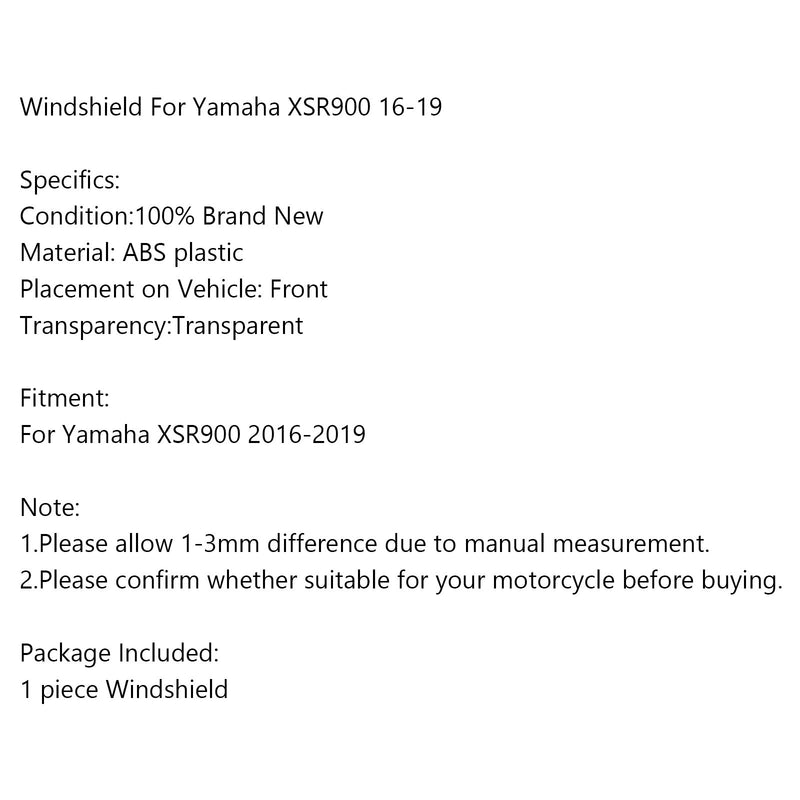 Vindruta Vindruta för Yamaha XSR900 2016-2019 Svart Generic